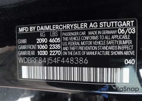 2004 Mercedes-Benz C 320 4Matic из США, поврежденный, VIN WDBRF84J54F448386